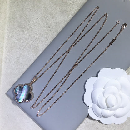 [Solara Jewelry]CLOVER 25MM GOLD DARK MOP BIG CLOVER NECKLACE