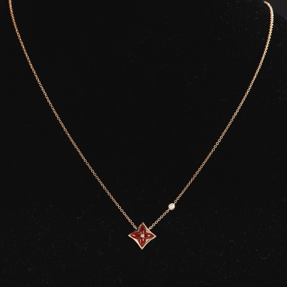 [Solara Jewelry]STAR NECKLACE PINK GOLD 1 DIAMOND