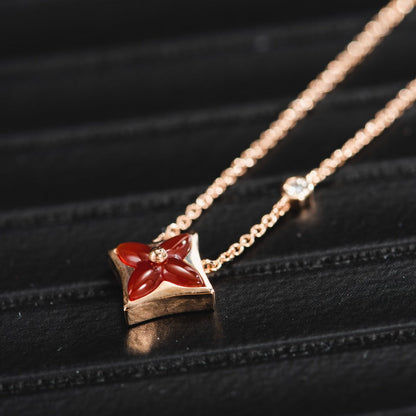 [Solara Jewelry]STAR NECKLACE PINK GOLD 1 DIAMOND