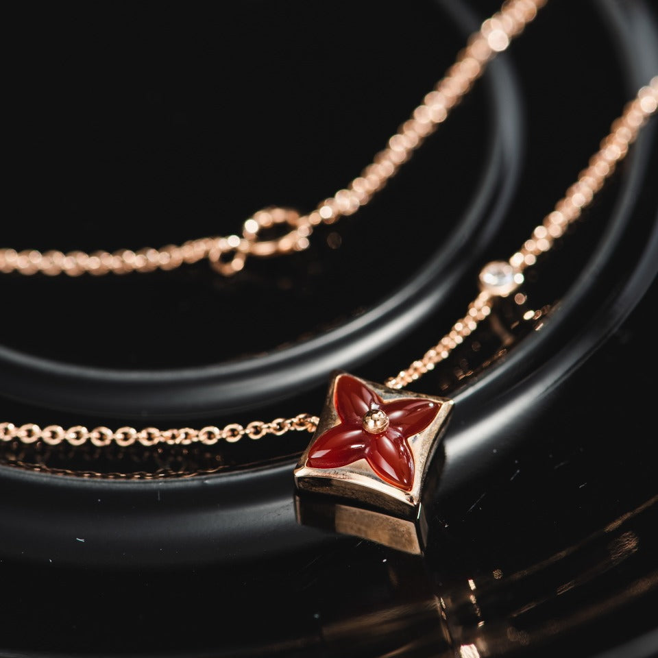 [Solara Jewelry]STAR NECKLACE PINK GOLD 1 DIAMOND