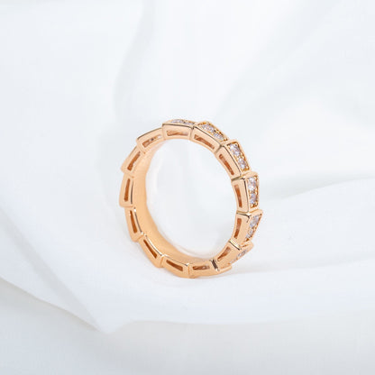 [Solara Jewelry]SERPENTI RING PINK GOLD DIAMOND PAVED 3MM