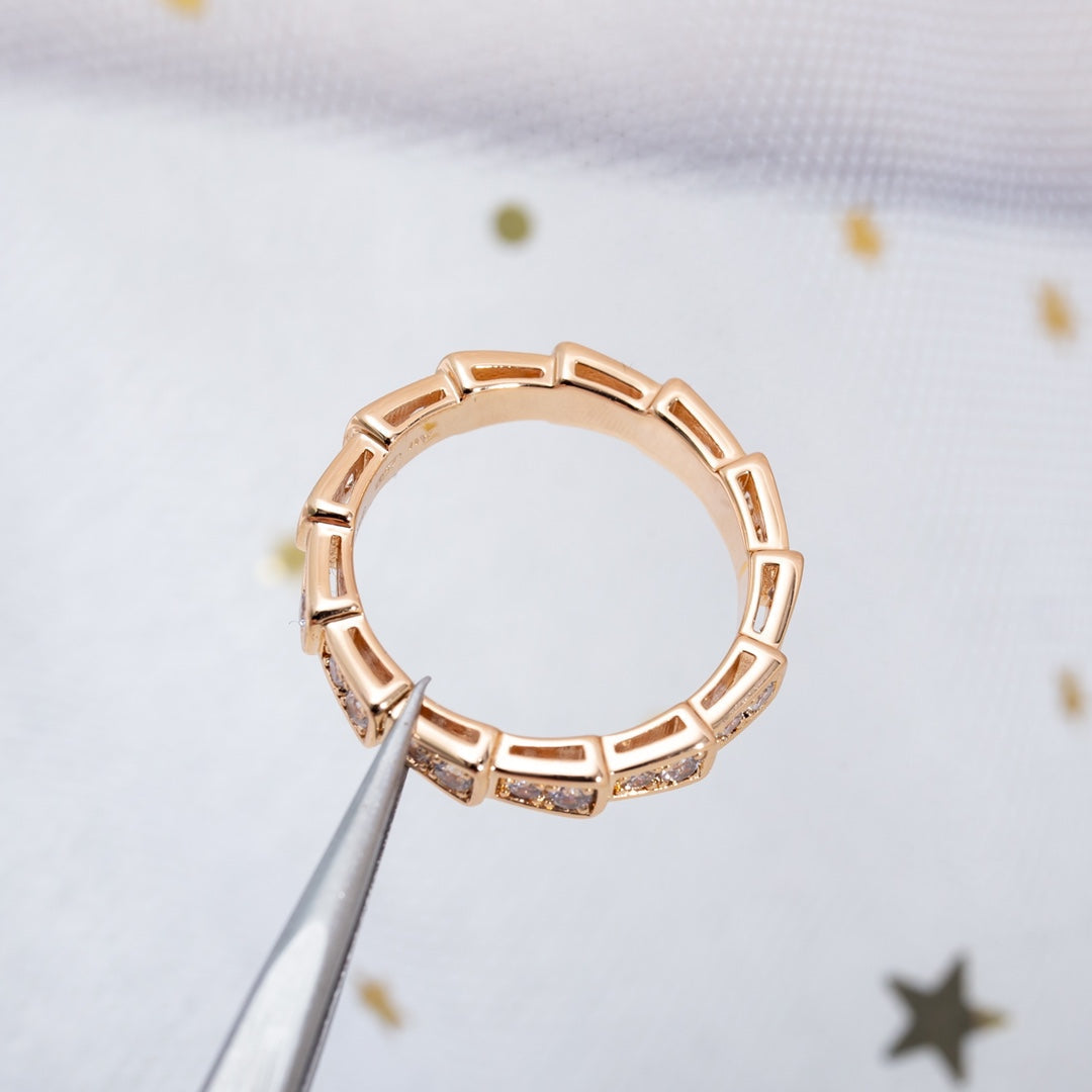[Solara Jewelry]SERPENTI RING PINK GOLD DIAMOND PAVED 3MM
