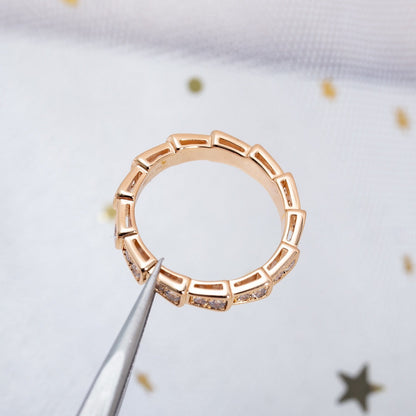 [Solara Jewelry]SERPENTI RING PINK GOLD DIAMOND PAVED 3MM