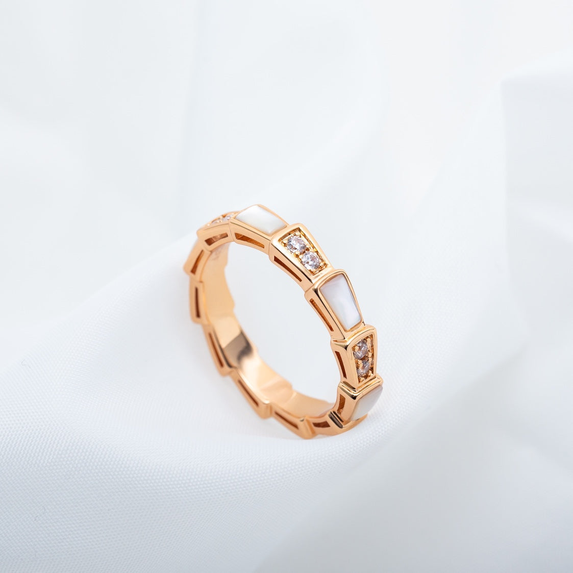 [Solara Jewelry]SERPENTI RING PINK GOLD DIAMOND MOP 3MM