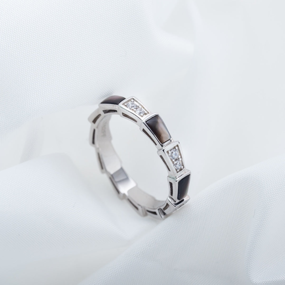 [Solara Jewelry]SERPENTI RING SILVER  DIAMOND BLACK MOP 3MM