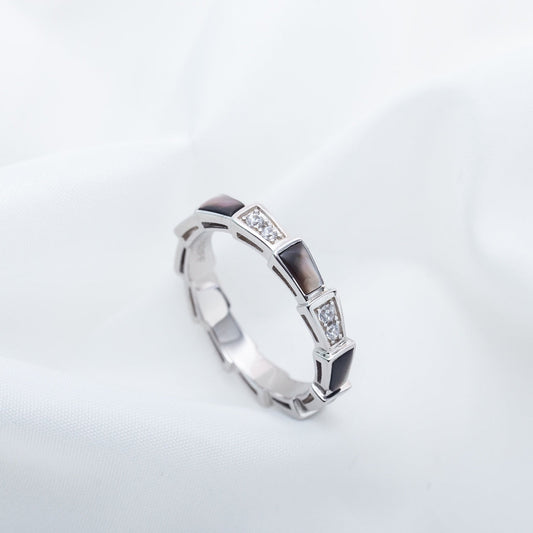 [Solara Jewelry]SERPENTI RING SILVER  DIAMOND BLACK MOP 3MM