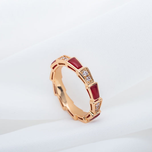 [Solara Jewelry]SERPENTI RING PINK GOLD CARNELIAN DIAMOND 3MM