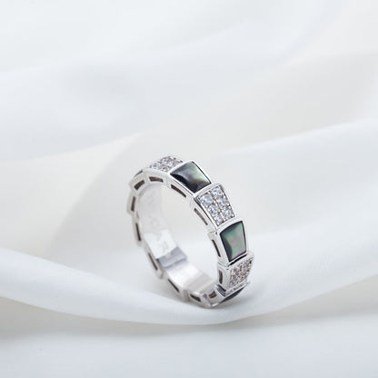 [Solara Jewelry]SERPENTI RING SILVER DIAMOND BLACK MOP 4MM