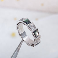 [Solara Jewelry]セルペンティ リング シルバー ダイヤモンド ブラックマザーオブパール 4MM