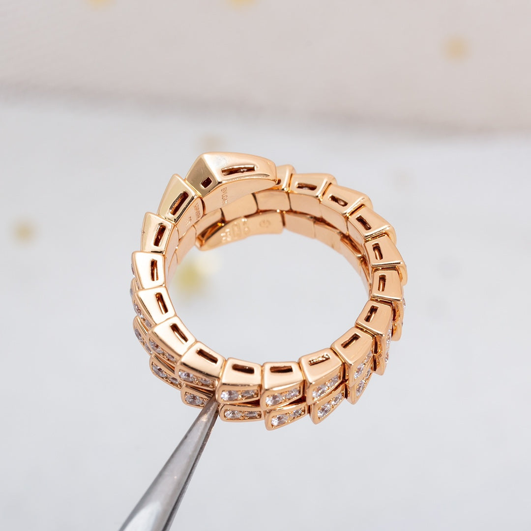 [Solara Jewelry]SERPENTI RING PINK GOLD DIAMOND DOUBLE ROW