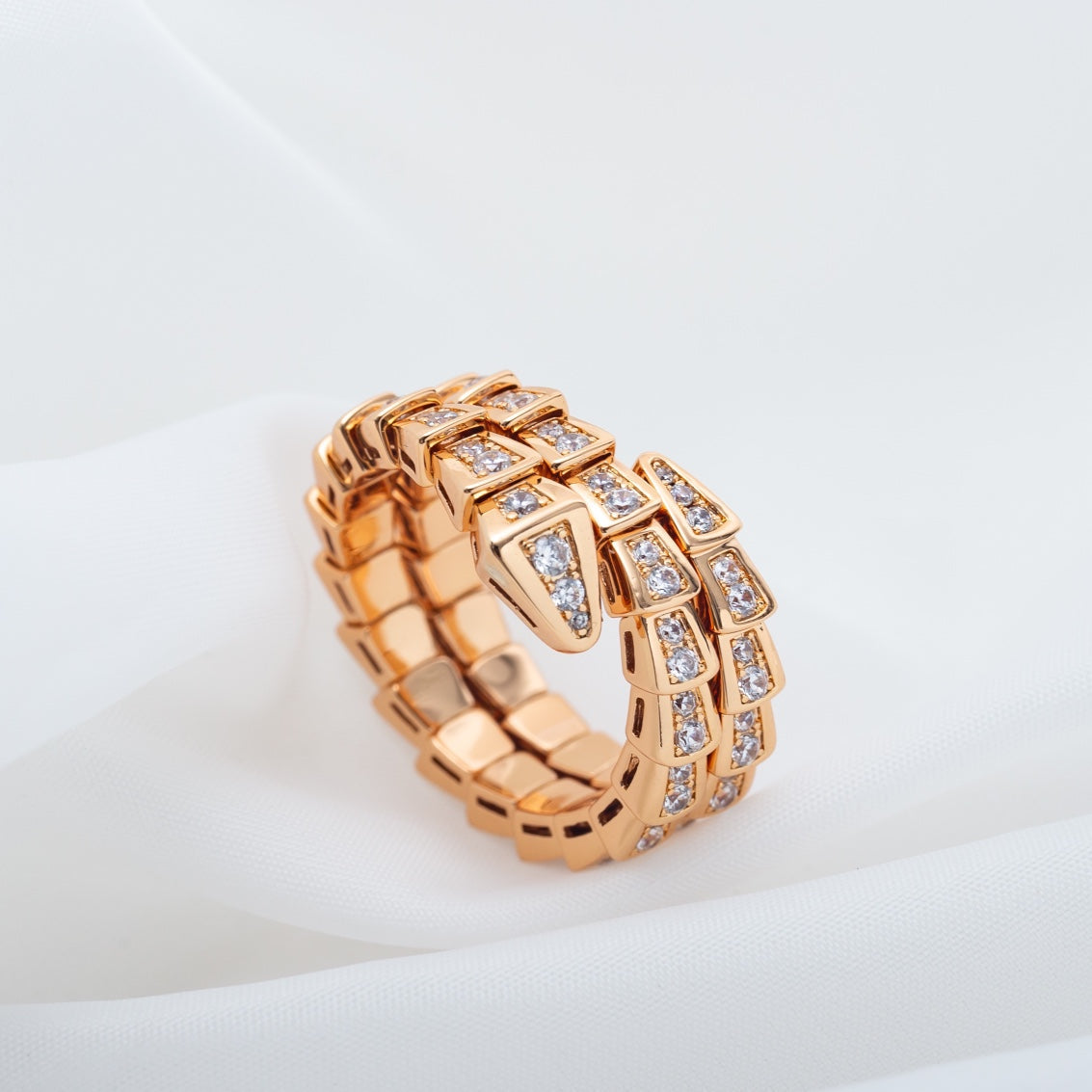 [Solara Jewelry]SERPENTI RING PINK GOLD DIAMOND DOUBLE ROW