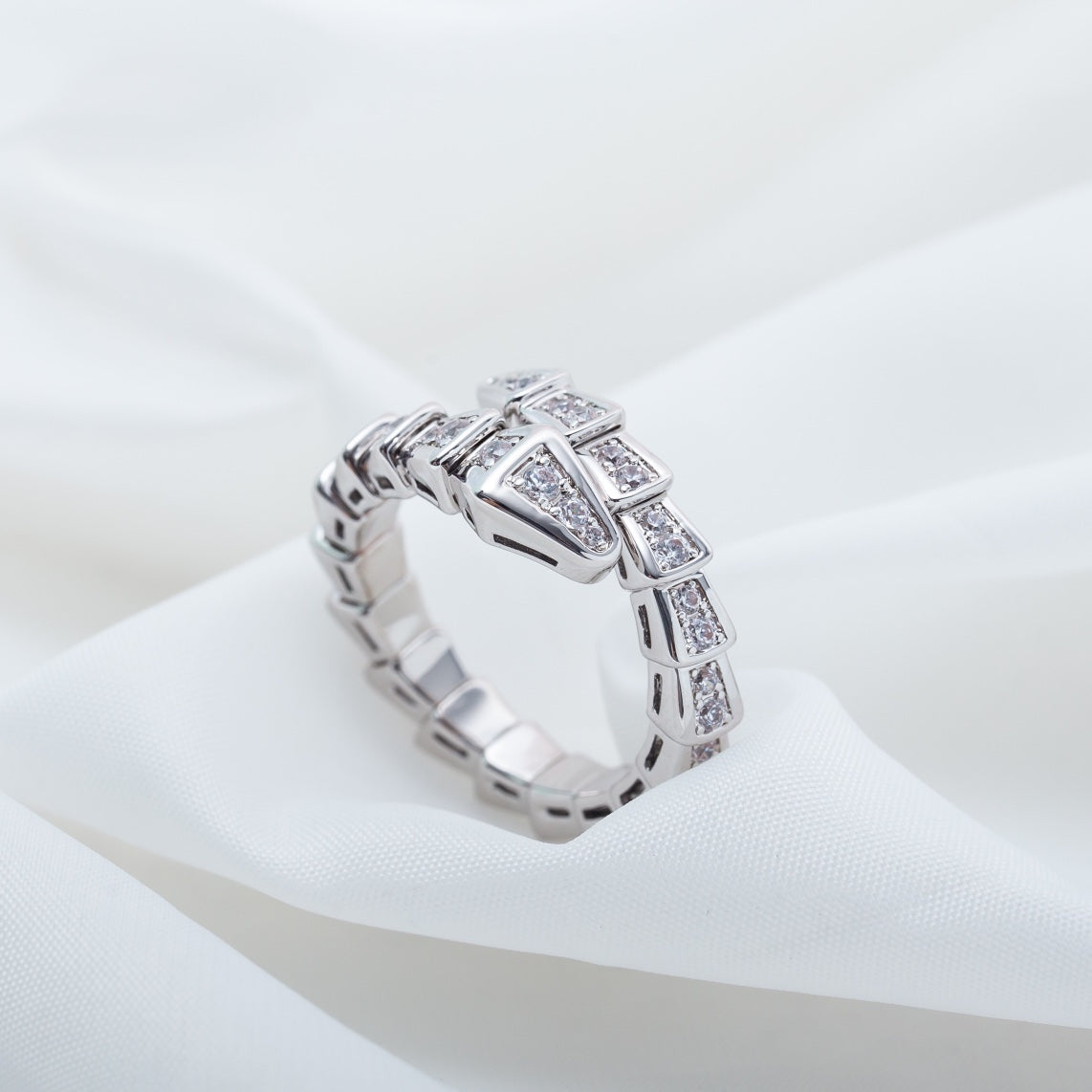 [Solara Jewelry]SERPENTI RING SILVER DIAMOND PAVED 4MM