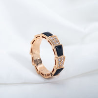 [Solara Jewelry]SERPENTI RING PINK GOLD BLACK MOP DIAMOND PAVED 4MM