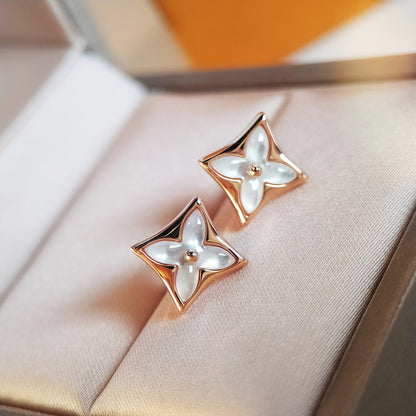 [Solara Jewelry]STAR MOP PINK GOLD EARRINGS