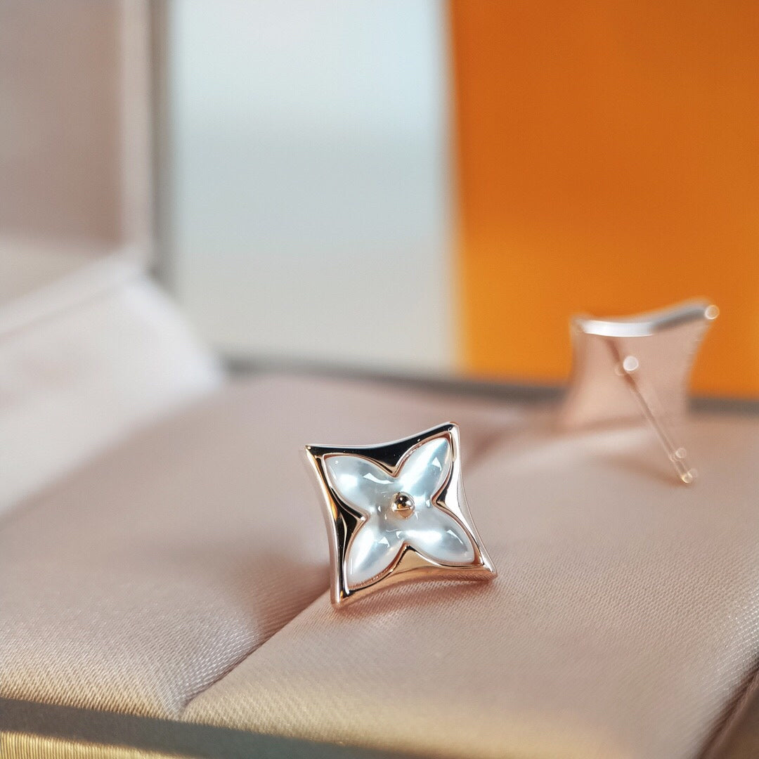 [Solara Jewelry]STAR MOP PINK GOLD EARRINGS