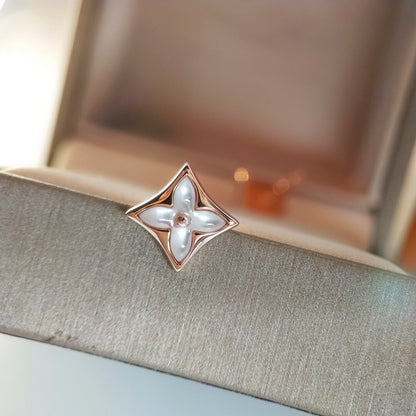 [Solara Jewelry]STAR MOP PINK GOLD EARRINGS