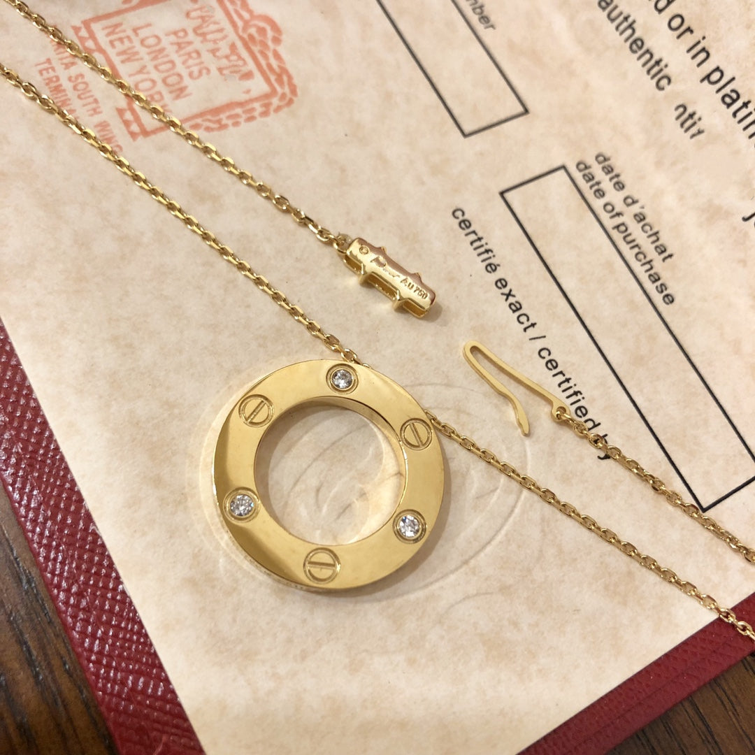 [Solara Jewelry]LOVE NECKLACE 16MM 3 DIAMONDS