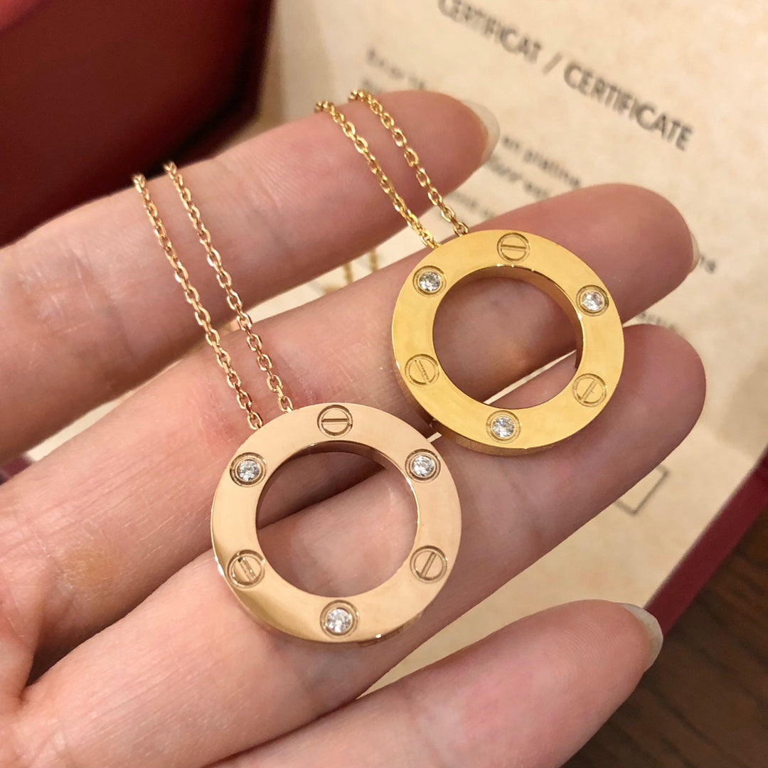 [Solara Jewelry]LOVE NECKLACE 16MM 3 DIAMONDS