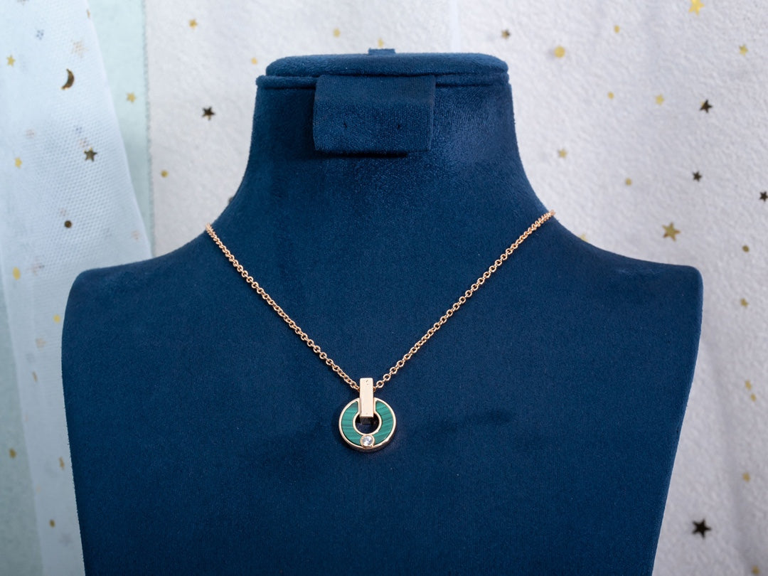 [Solara Jewelry]GARI NECKLACE PINK GOLD MALACHITE