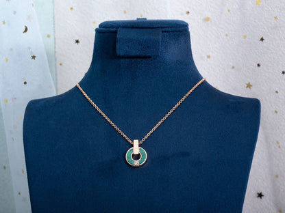 [Solara Jewelry]GARI NECKLACE PINK GOLD MALACHITE