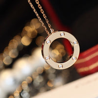 [Solara Jewelry]LOVE NECKLACE 16MM 6 DIAMONDS PINK GOLD