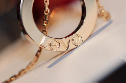 [Solara Jewelry]LOVE NECKLACE 16MM 6 DIAMONDS PINK GOLD