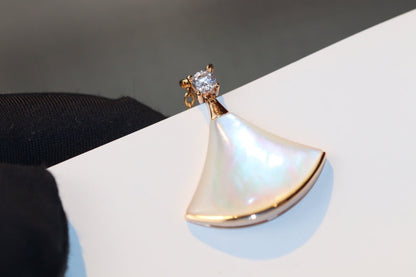 [Solara Jewelry]DREAM NECKLACE WHITE MOP PINK GOLD 1 DIAMOND