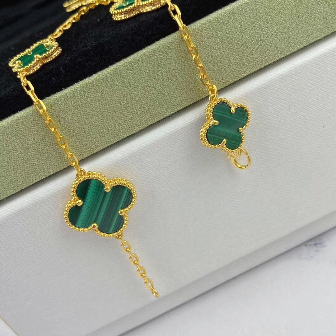 [Solara Jewelry]MAGIC CLOVER MALACHITE GOLD BRACELET 5 MOTIFS
