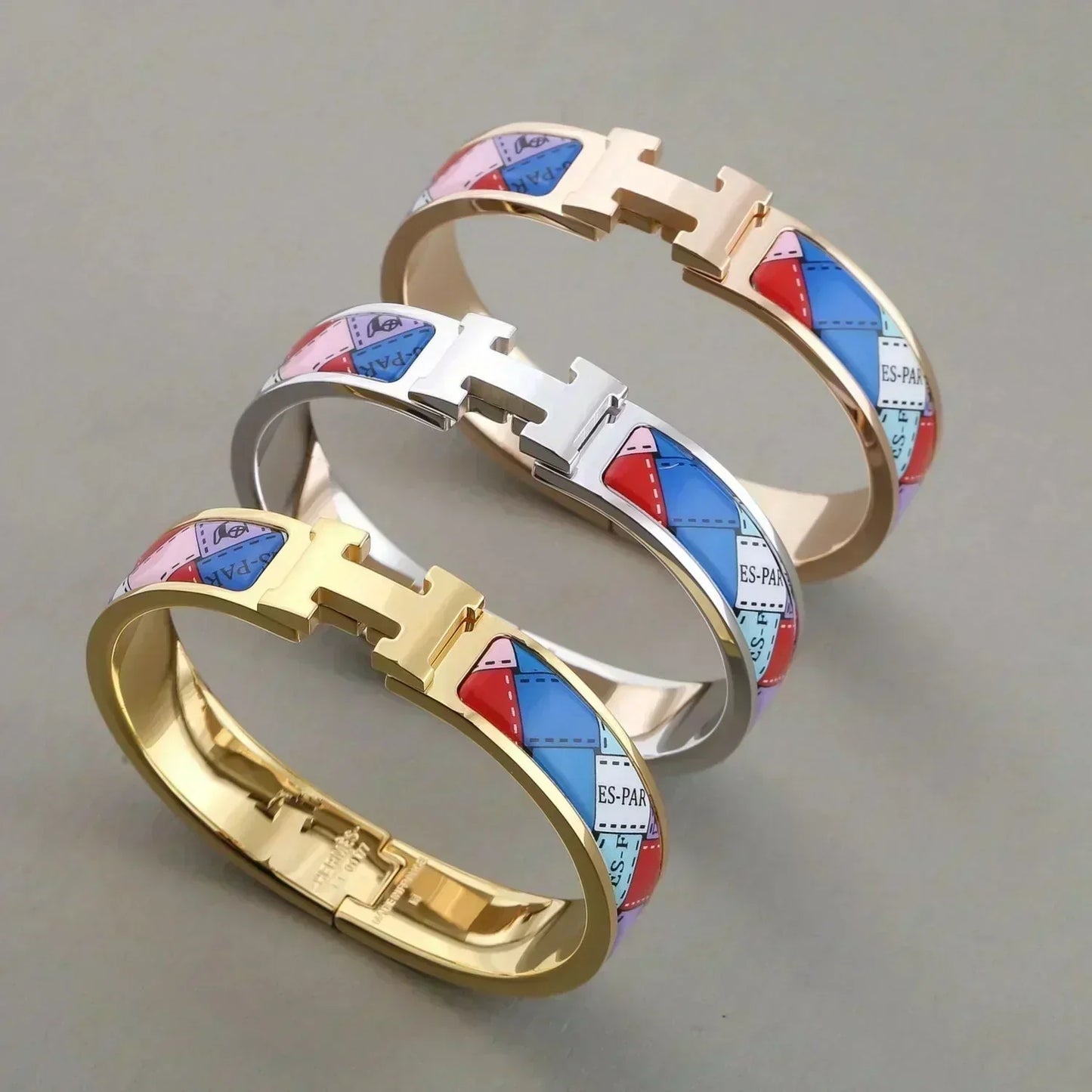 [Solara Jewelry]H BRACELET DOTTED BORDER 12MM