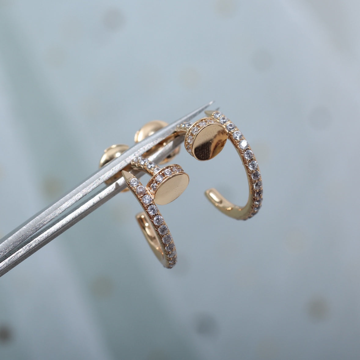 [Solara Jewelry]JUSTE EARRINGS 12.75MM PINK GOLD DIAMOND