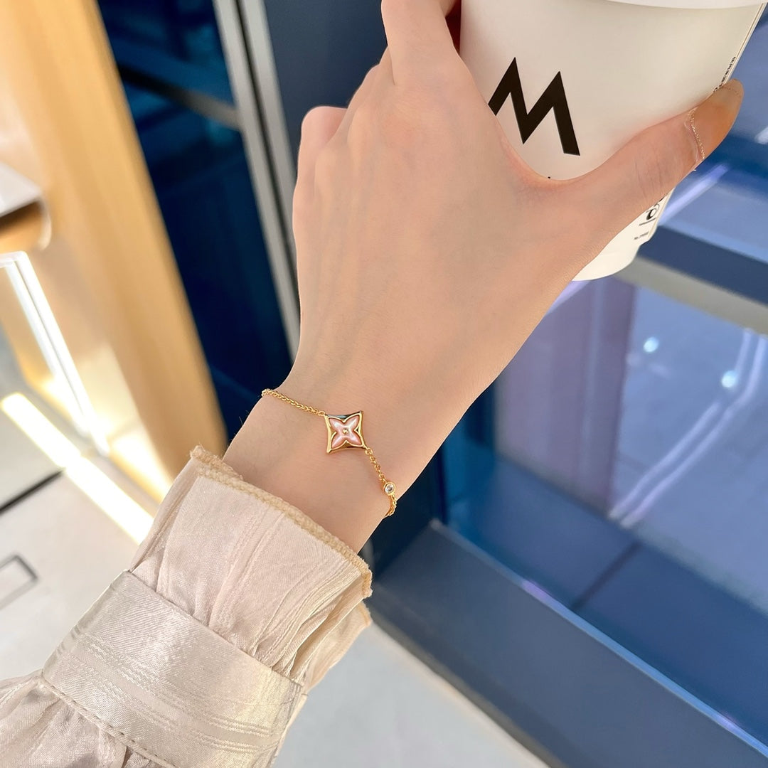 [Solara Jewelry]STAR 1 DIAMOND PINK GOLD BRACELET