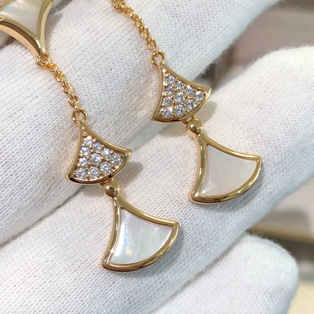 [Solara Jewelry]DREAM EARRINGS 3 MOTIFS DIAMOND MOP PINK GOLD