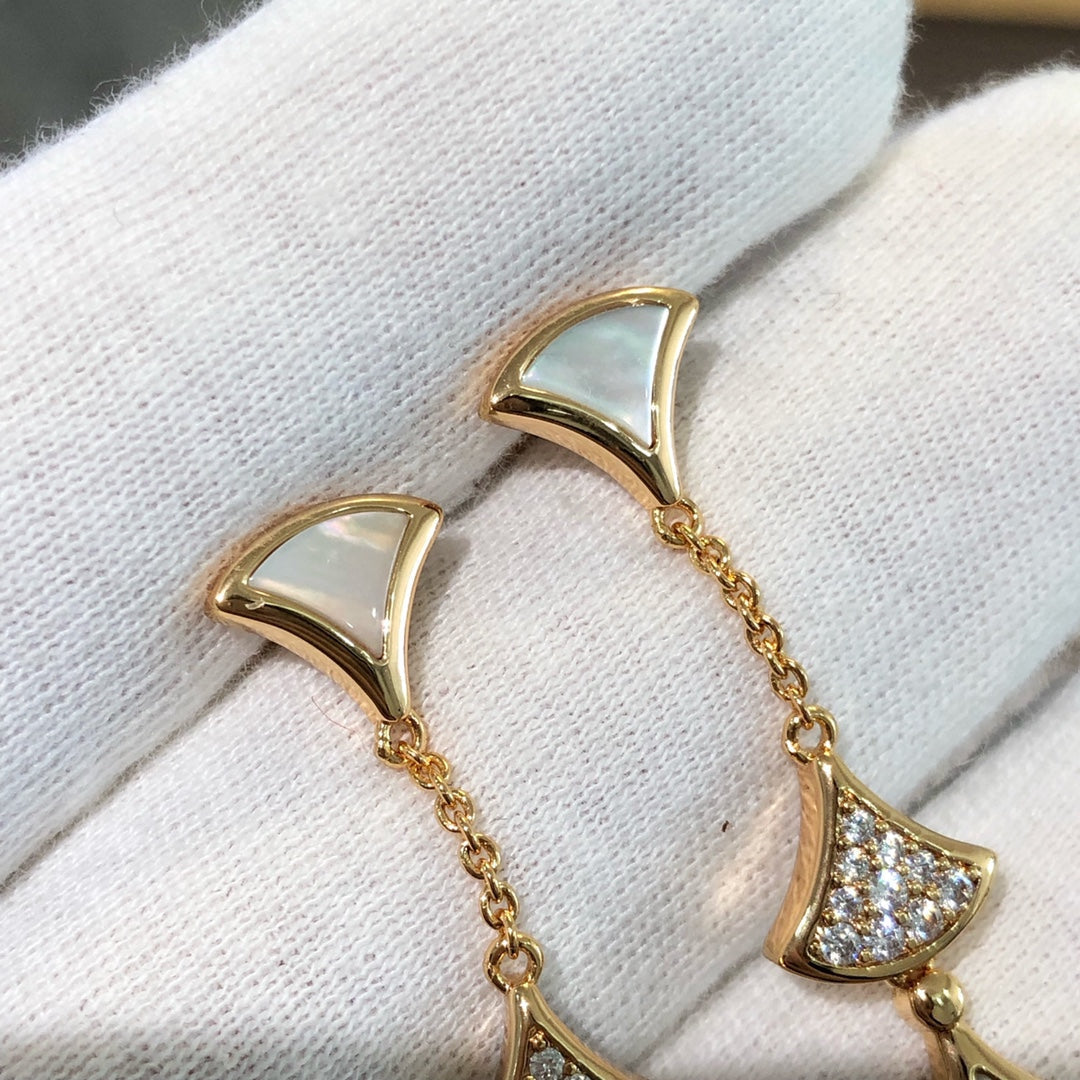 [Solara Jewelry]DREAM EARRINGS 3 MOTIFS DIAMOND MOP PINK GOLD