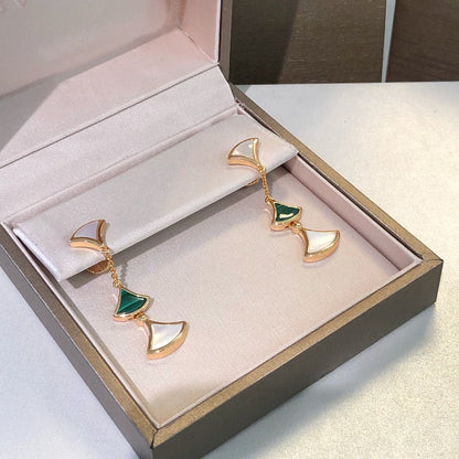 [Solara Jewelry]DREAM EARRINGS 3 MOTIFS MALACHITE MOP PINK GOLD