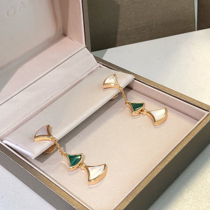[Solara Jewelry]DREAM EARRINGS 3 MOTIFS MALACHITE MOP PINK GOLD