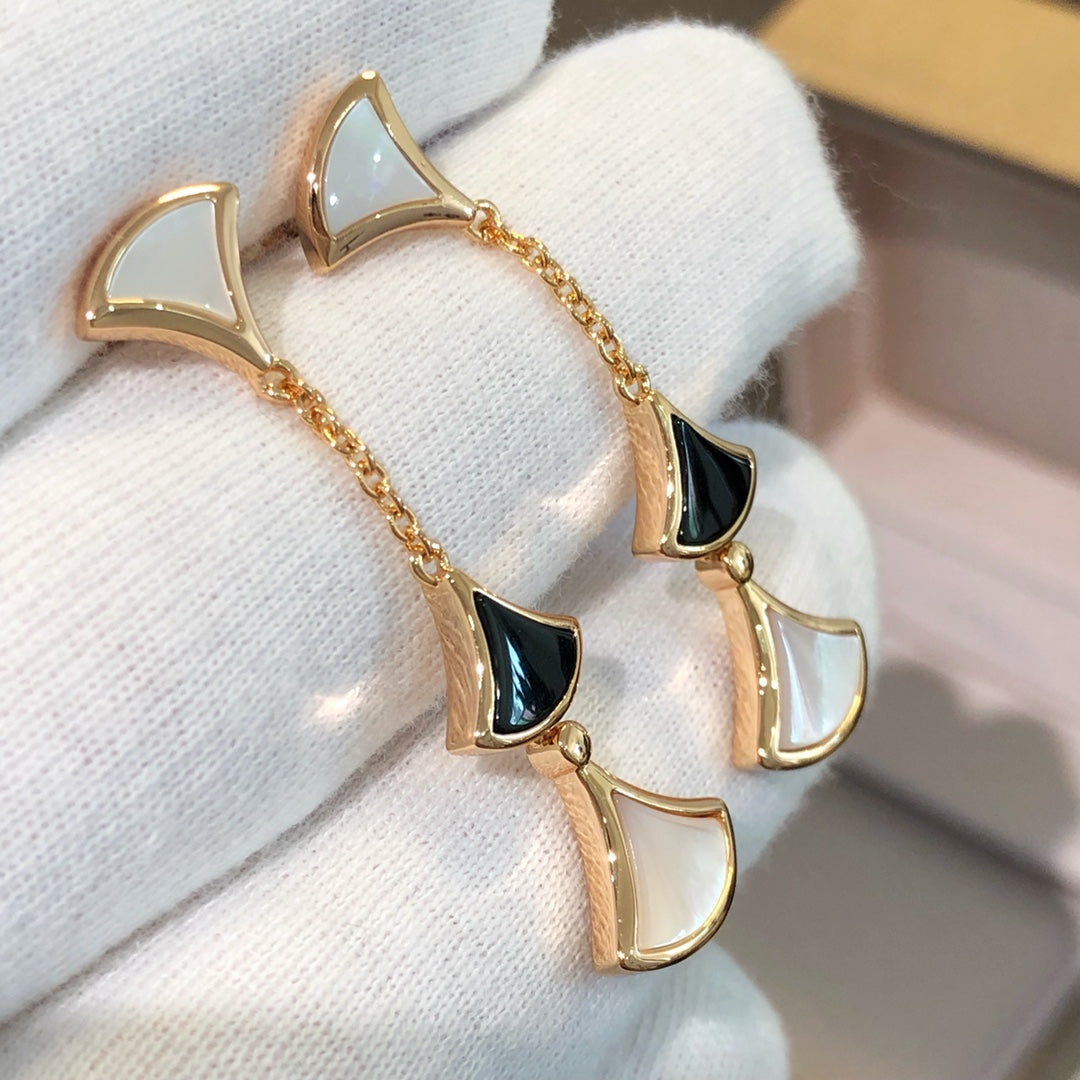 [Solara Jewelry]DREAM EARRINGS 3 MOTIFS ONYX MOP PINK GOLD