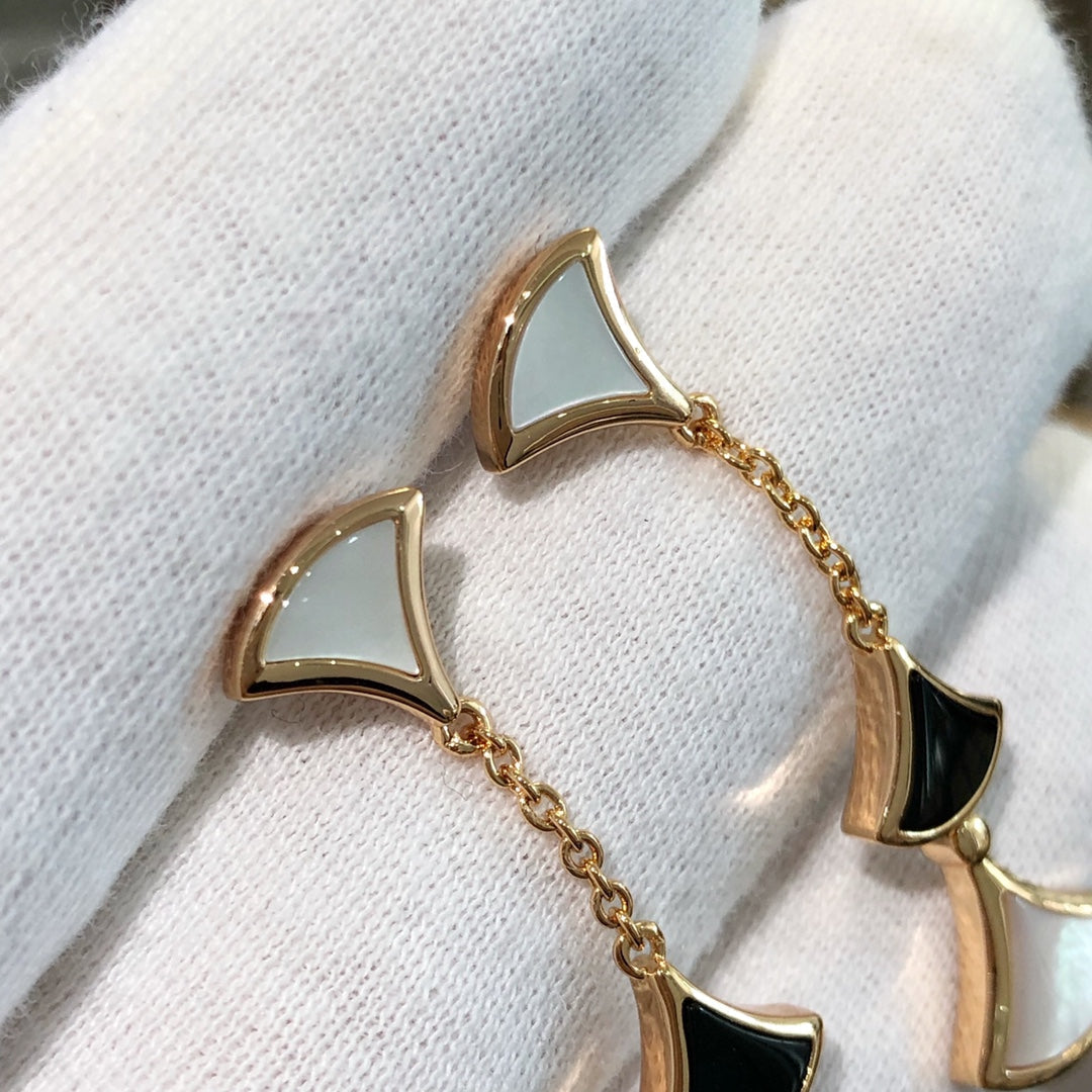 [Solara Jewelry]DREAM EARRINGS 3 MOTIFS ONYX MOP PINK GOLD