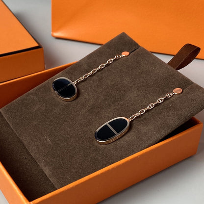 [Solara Jewelry]CHAINE VERSO BLACK CERAMIC EARRINGS