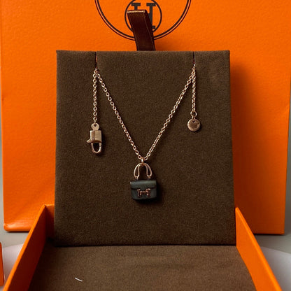 [Solara Jewelry]CONSTANCE BLACK PEDANT PINK GOLD NECKLACE
