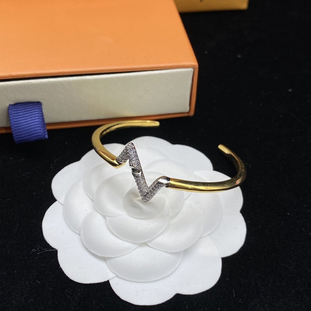 [Solara Jewelry]VOLTE UPSITE DOWN DIAMOND GOLD OPEN BRACELET