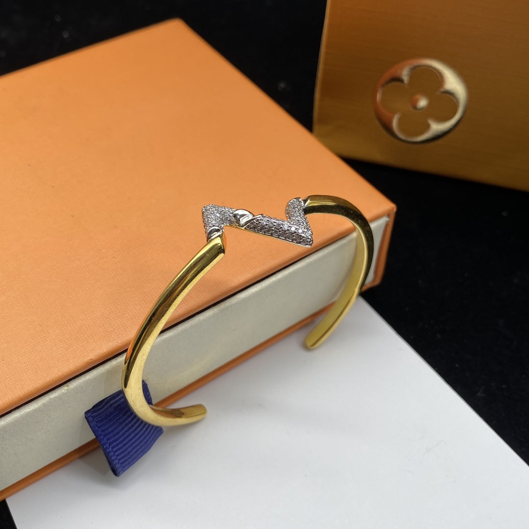 [Solara Jewelry]VOLTE UPSITE DOWN DIAMOND GOLD OPEN BRACELET