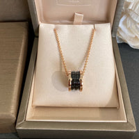 [Solara Jewelry]ZERO 1 BLACK CERAMIC PINK GOLD NECKLACE
