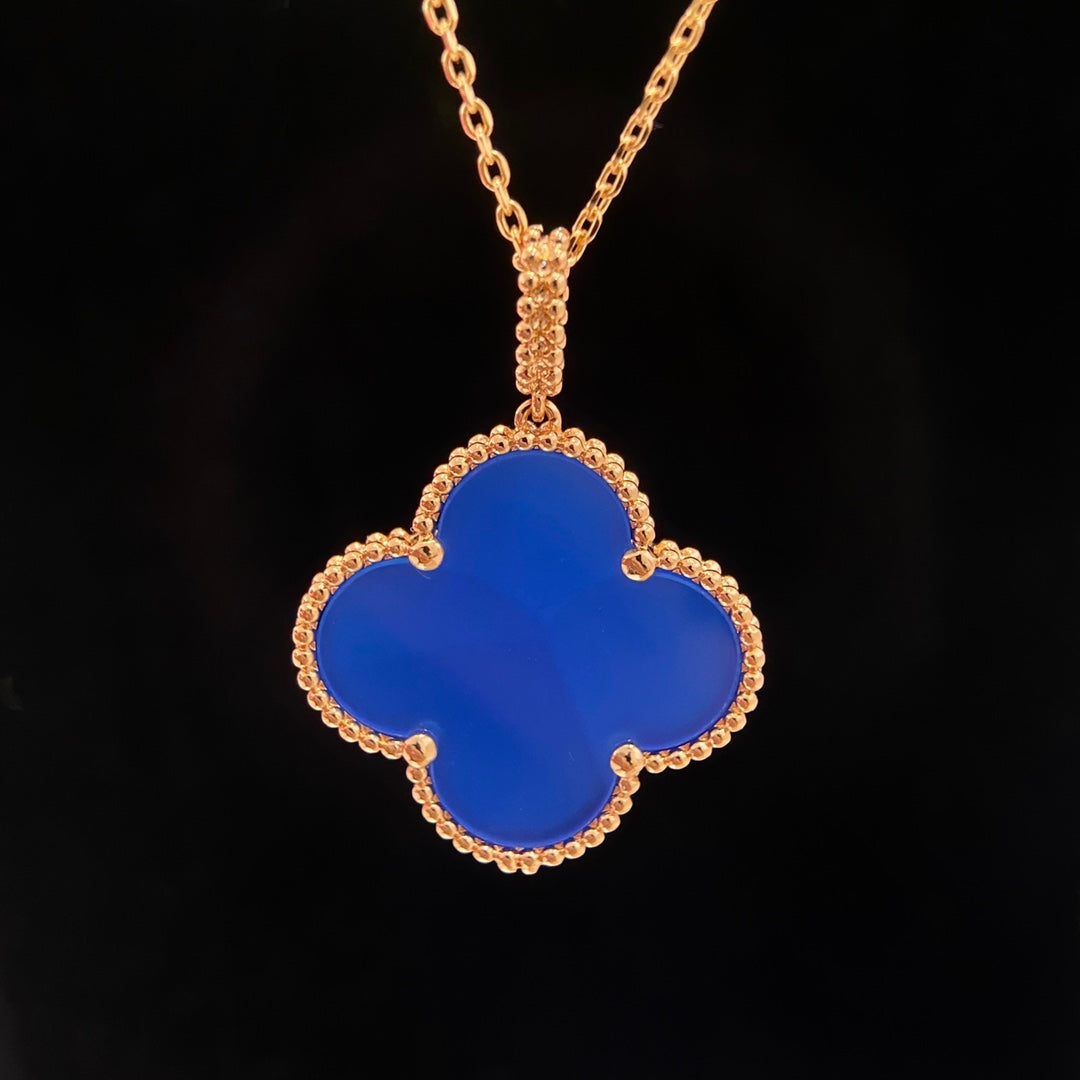 [Solara Jewelry]CLOVER 25MM NECKLACE TURQUOISE ROSE GOLD