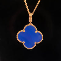 [Solara Jewelry]CLOVER 25MM NECKLACE TURQUOISE ROSE GOLD