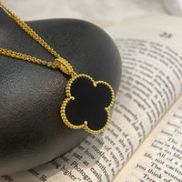 [Solara Jewelry]CLOVER 25MM NECKLACE GOLD ONYX