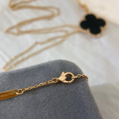 [Solara Jewelry]CLOVER 25MM NECKLACE GOLD ONYX