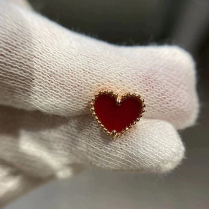 [Solara Jewelry]HEART CARNELIAN STUD EARRINGS