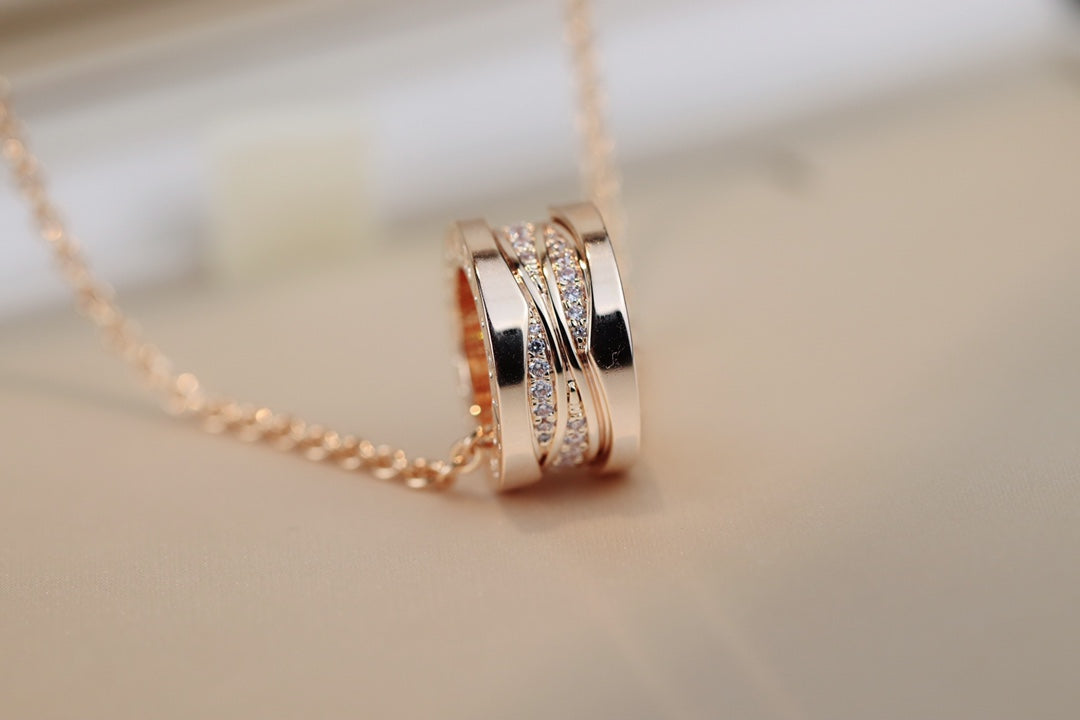 [Solara Jewelry]ZERO 1 PINK GOLD DIAMOND NECKLACE
