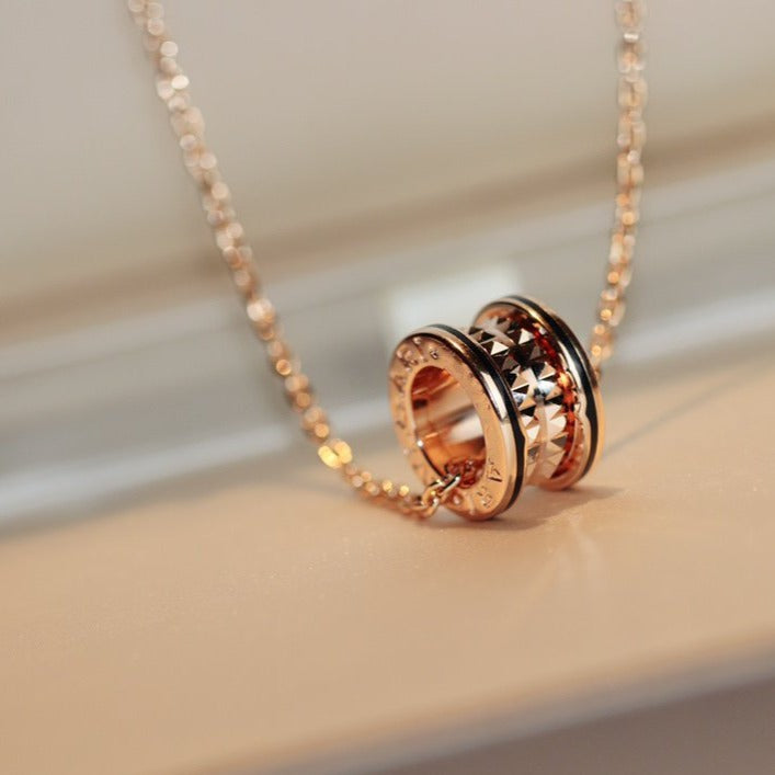 [Solara Jewelry]ZERO 1 ROCK PEDANT PINK GOLD BLACK NECKLACE