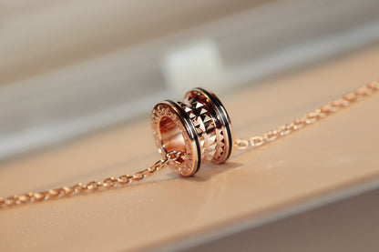 [Solara Jewelry]ZERO 1 ROCK PEDANT PINK GOLD BLACK NECKLACE